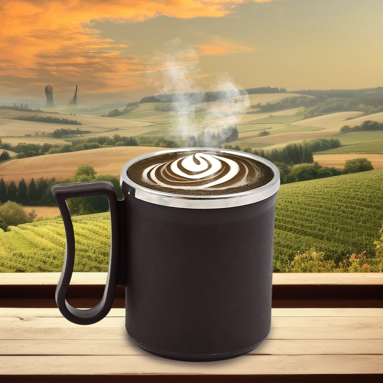 Coffee Mug with Lid and Handle-Plastic Covered Stainless Steel Mug (Random Color, Approx 200 ML) Coffee Mug with Lid and Handle-Plastic Covered Stainless Steel Mug (Random Color, Approx 200 ML)